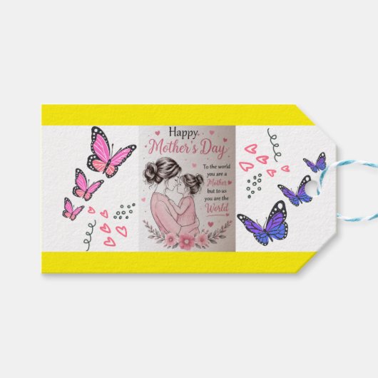 Gelukkige Moederdag Vlinder Cadeaulabel (Voorkant (Horizontaal))