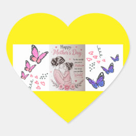 Gelukkige Moederdag Vlinder Hart Sticker