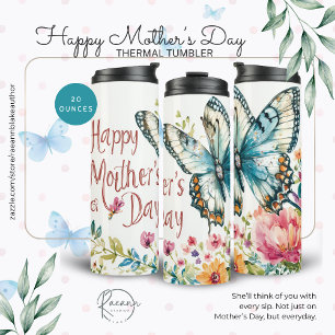Gelukkige Moederdag Vlinders & Bloemen Thermosbeker