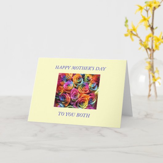 Gelukkige Moederdag voor mijn twee moeders Kaart (Gele Bloem)