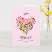 "Gelukkige Moederdag" Waterverf Bloem Hart Kaart (Gele Bloem)