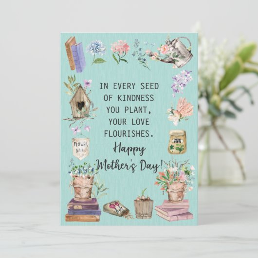Gelukkige Moederdag Waterverf bloementuinen Feestdagenkaart (Staand voorkant)