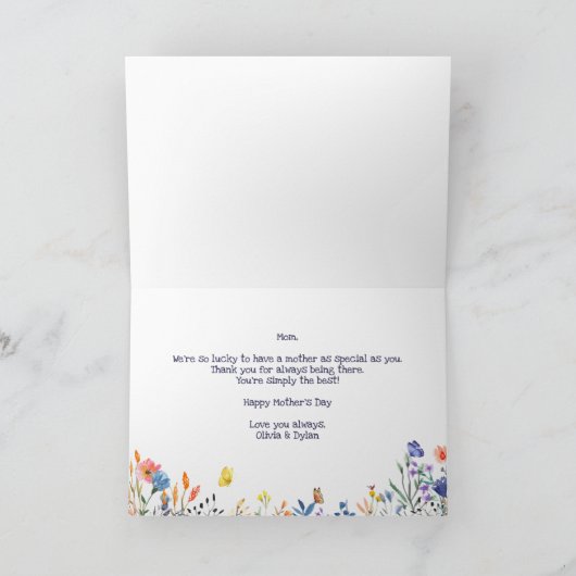 Gelukkige Moederdag Wildflower Bloemen Kaart (Binnen)