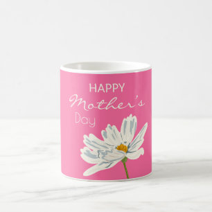 Gelukkige Moederdag Witte Artistieke Bloem Kleurri Koffiemok