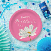 Gelukkige Moederdag Witte Artistieke Bloem Papieren Bordje (Feest)