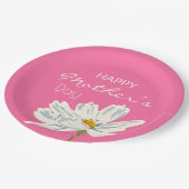 Gelukkige Moederdag Witte Artistieke Bloem Papieren Bordje (Gekanteld)