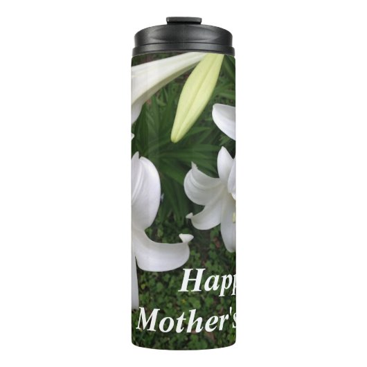 Gelukkige Moederdag Witte Lelie- Thermosbeker (Voorkant)
