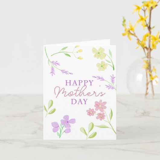 Gelukkige Moederdag Zachte Bloemige Waterverf Past Kaart (Gele Bloem)