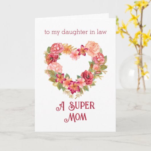 Gelukkige Moeders Dag aan Dochter in Wet Hartbloem Kaart (Gele Bloem)