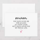 Gelukkige Moeders Dag Gift Moeder Verjaardag voor  Kaart (Voorkant / Achterkant)