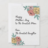 Gelukkige Moeders Dag Grote Moeder Bloemen Bloemen Kaart (Voorkant)