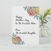 Gelukkige Moeders Dag Grote Moeder Bloemen Bloemen Kaart (Staand voorkant)