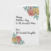 Gelukkige Moeders Dag Grote Moeder Bloemen Bloemen Kaart (Voorkant)
