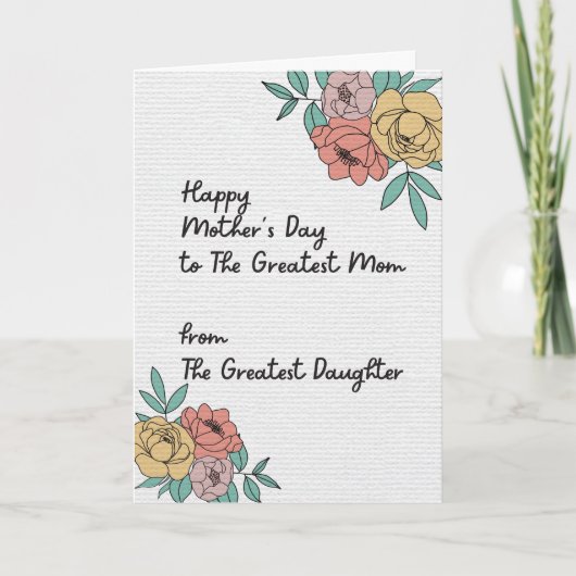 Gelukkige Moeders Dag Grote Moeder Bloemen Bloemen Kaart (Voorkant)