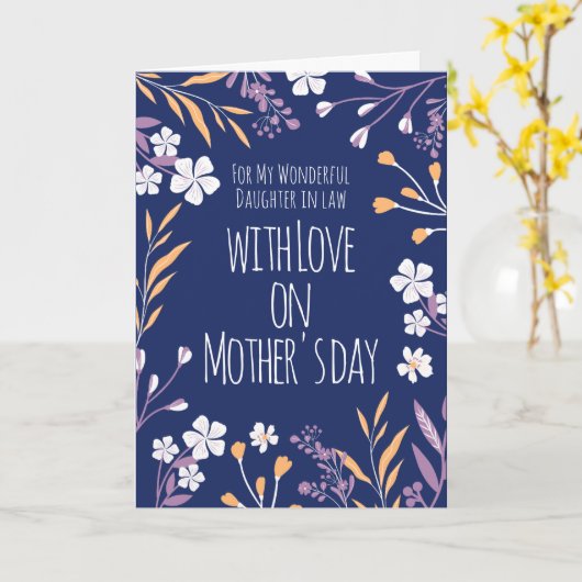Gelukkige Moeders Dag Naar Dochter In Wet Blauw Wi Kaart (Gele Bloem)