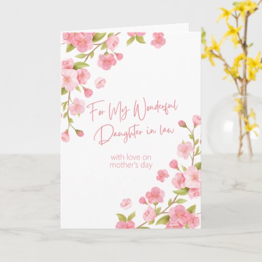 Gelukkige Moeders Dag Naar Dochter In Wet Roze Blo Kaart (Gele Bloem)