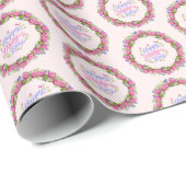 Gelukkige Moeders Dag Roze Bloemen Krans Cadeaupapier (Rol Hoek)