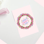 Gelukkige Moeders Dag Roze Bloemen Krans Feestdagenkaart