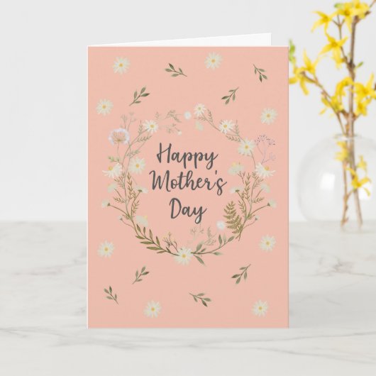 Gelukkige Moeders Dag Witte Bloem Groet Kaart (Gele Bloem)