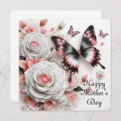 Gelukkige Moeders  Rozen en Vlinders Feestdagenkaart (Voorkant / Achterkant)