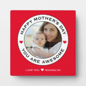 Gelukkige Moedersdag Foto Tekst Hart Rood Wit Zwar Fotoplaat (Voorkant)