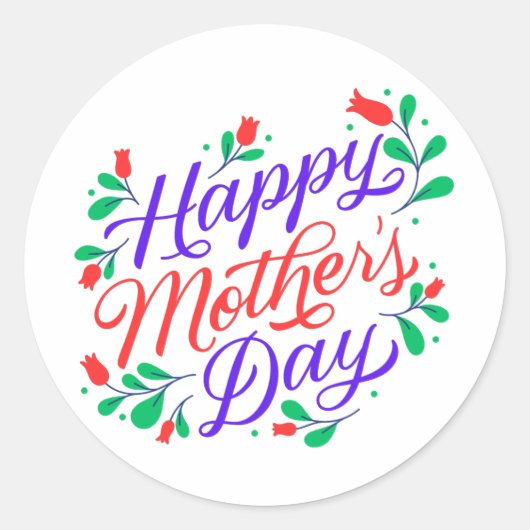 Gelukkige moedersdag  ronde sticker (Voorkant)