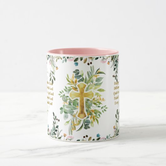 Gelukkige momenten Prijs God Christelijke Spreuken Mok (Midden)