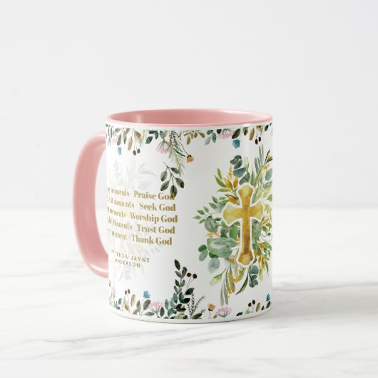 Gelukkige momenten Prijs God Christelijke Spreuken Mok (Voorkant links)