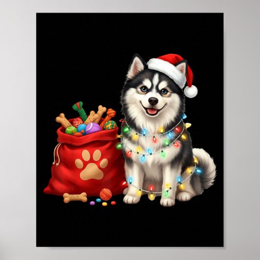 Gelukkige Msky Kerstverlichting Hond Moeder Msky Poster (Voorkant)