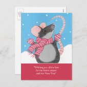 Gelukkige Muis in Briefkaart van het Seizoen van (Voorkant / Achterkant)