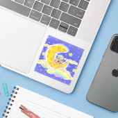 Gelukkige muis op kaasmaan sticker (Laptop met iPhone)