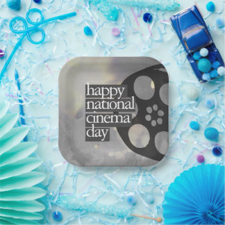 gelukkige nationale bioscoopdag papieren bordje