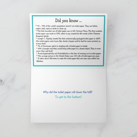 Gelukkige Nationale Dag van het Toiletpapier, 26 A Kaart (Binnen)