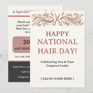 Gelukkige Nationale Haar Dag Salon Promo Code Plat Kaart