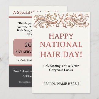 Gelukkige Nationale Haar Dag Salon Promo Code Plat Kaart