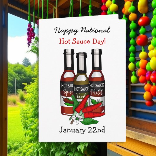 Gelukkige Nationale Hot Sauce Dag | 22 januari Kaart