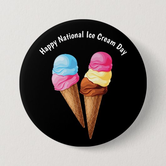 Gelukkige Nationale Ijsdag Ronde Button 7,6 Cm (Voorkant)