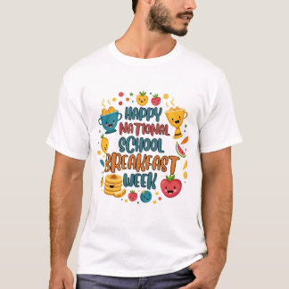 Gelukkige Nationale School Ontbijt Week T-shirt