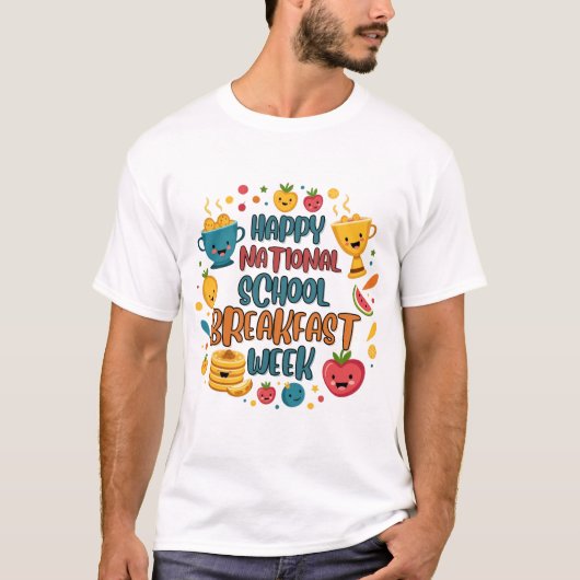 Gelukkige Nationale School Ontbijt Week T-shirt (Voorkant)
