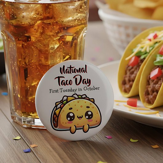 Gelukkige Nationale Taco Dag Eerste dinsdag in okt Ronde Button 5,7 Cm