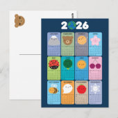 Gelukkige Natuur Kawaii 2026 Kalender Briefkaart (Voorkant / Achterkant)