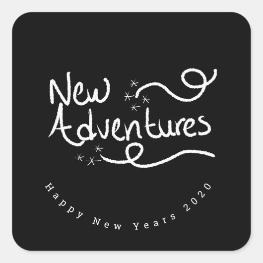 Gelukkige nieuwe jaren hand belettering krijt guns vierkante sticker (Voorkant)