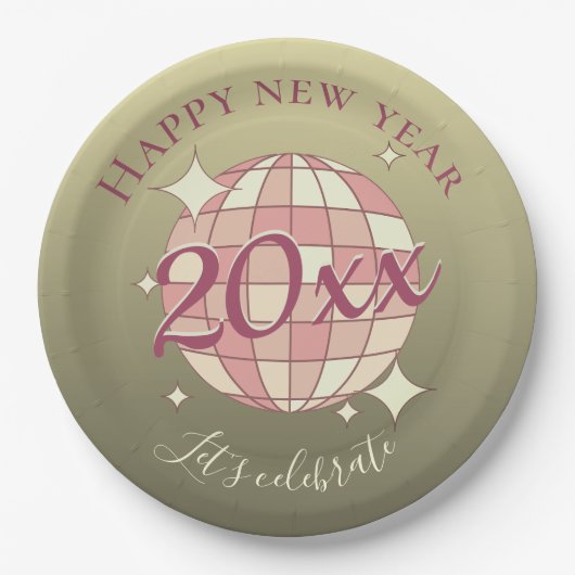 Gelukkige nieuwjaar 2025 jaar avond dinerfeest dec papieren bordje (Voorkant)