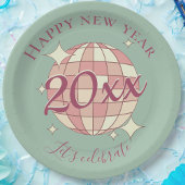 Gelukkige nieuwjaar 2025 jaar avond dinerfeest dec papieren bordje