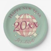 Gelukkige nieuwjaar 2025 jaar avond dinerfeest dec papieren bordje (Voorkant)