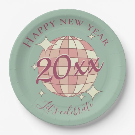 Gelukkige nieuwjaar 2025 jaar avond dinerfeest dec papieren bordje (Voorkant)