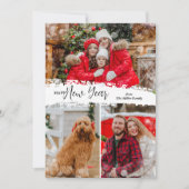 Gelukkige nieuwjaar 3 foto feestdagenkaart (Voorkant)