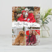 Gelukkige nieuwjaar 3 foto feestdagenkaart (Staand voorkant)