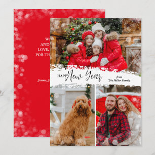 Gelukkige nieuwjaar 3 foto feestdagenkaart