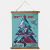 Gelukkige Nieuwjaar Kerstboom Hangend Wandkleed (Voorkant)